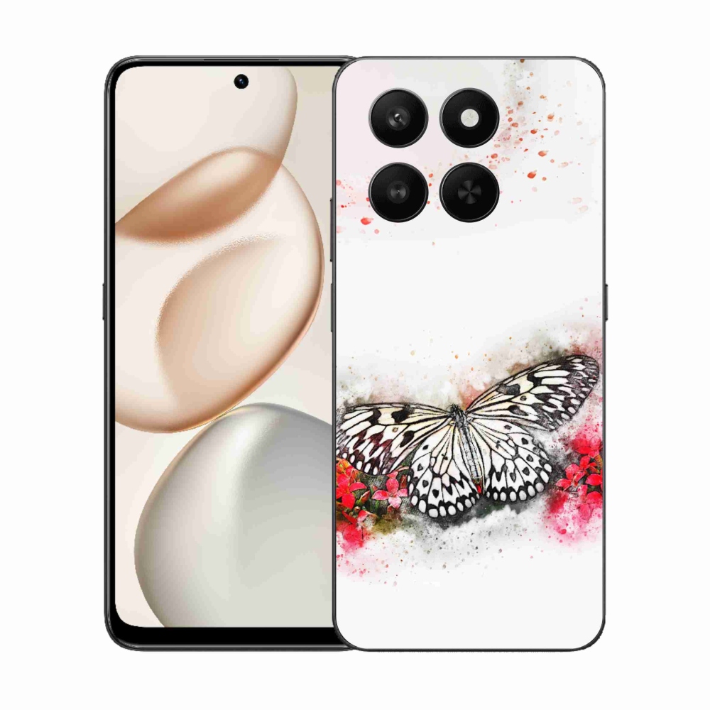 Gelový kryt mmCase na Honor 400 Smart 5G/4G/Honor X7d - černobílý motýl