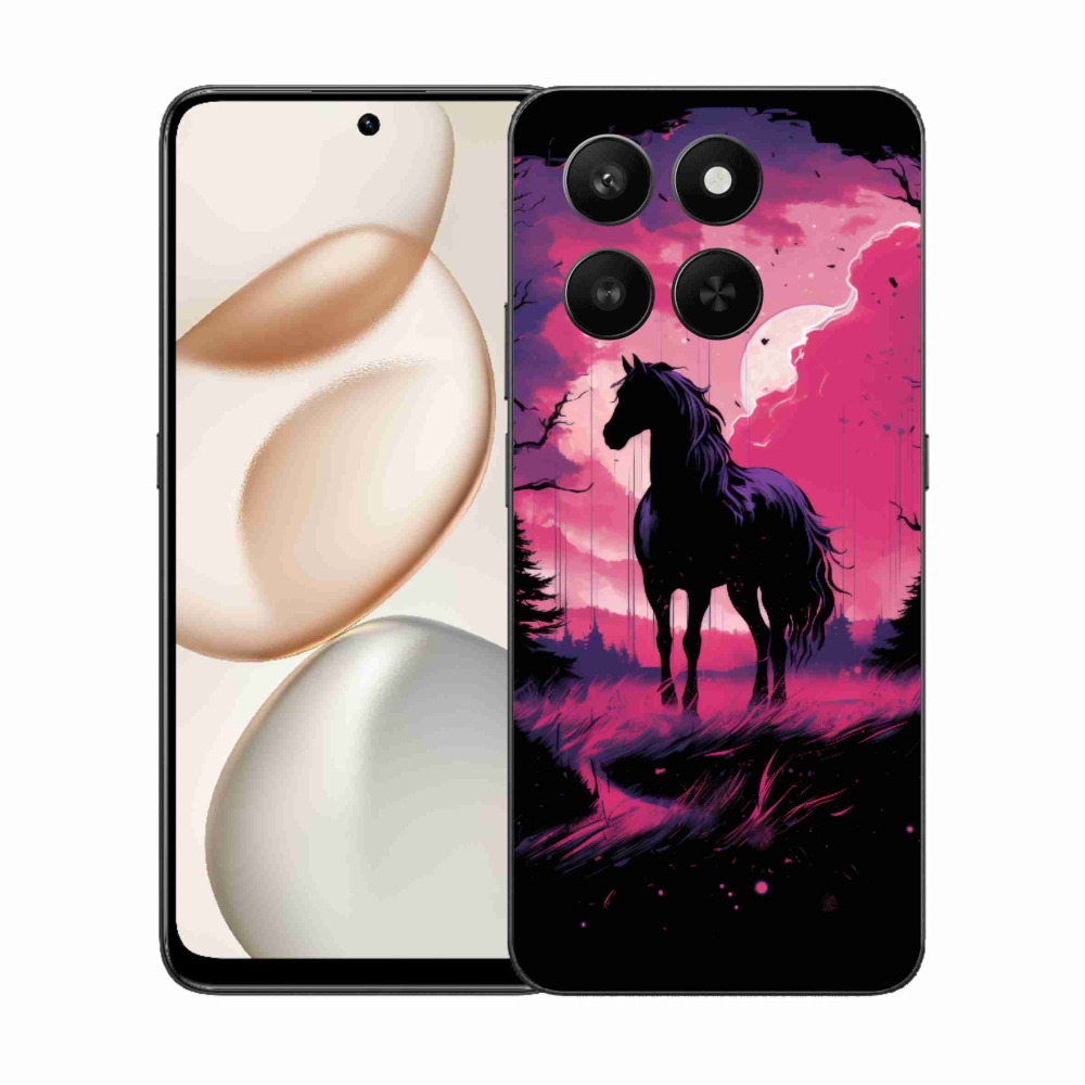 Gelový kryt mmCase na Honor 400 Smart 5G/4G/Honor X7d - černý kreslený kůň 1