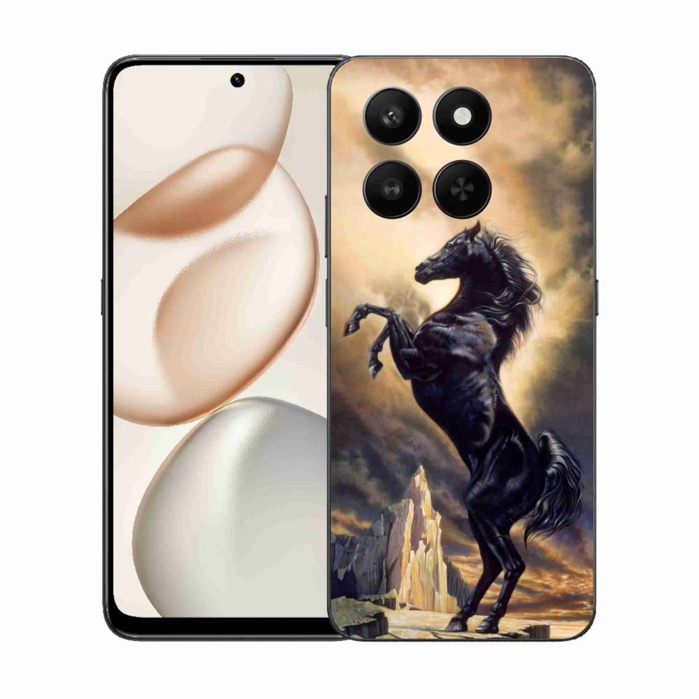 Gelový kryt mmCase na Honor 400 Smart 5G/4G/Honor X7d - černý kreslený kůň