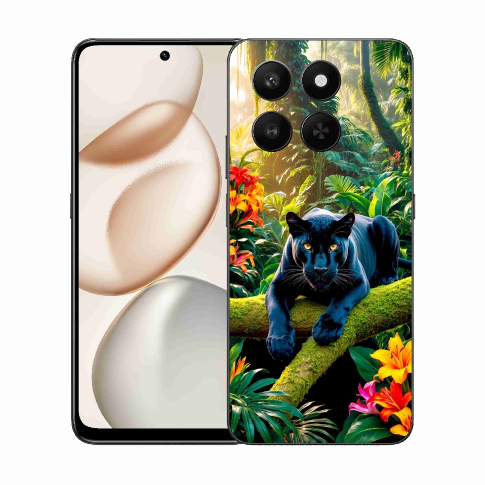 Gelový kryt mmCase na Honor 400 Smart 5G/4G/Honor X7d - černý panter v džungli