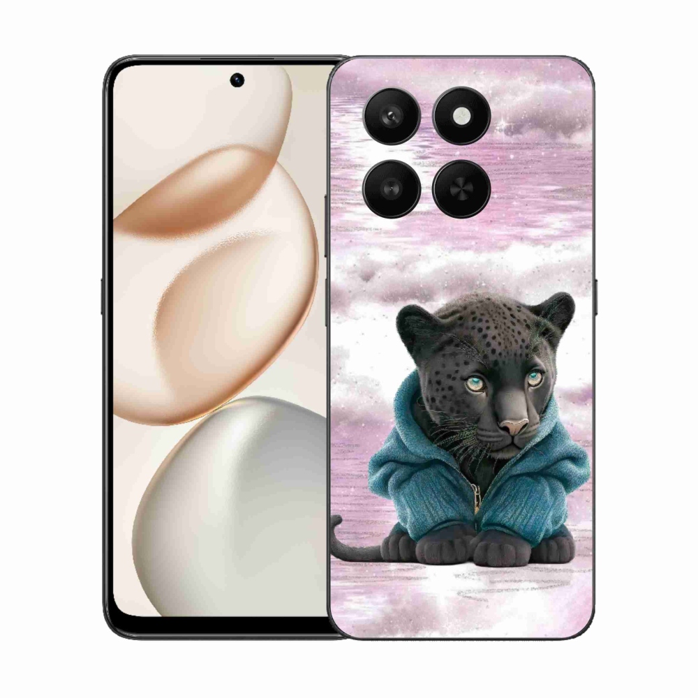 Gelový kryt mmCase na Honor 400 Smart 5G/4G/Honor X7d - černý panter ve svetru