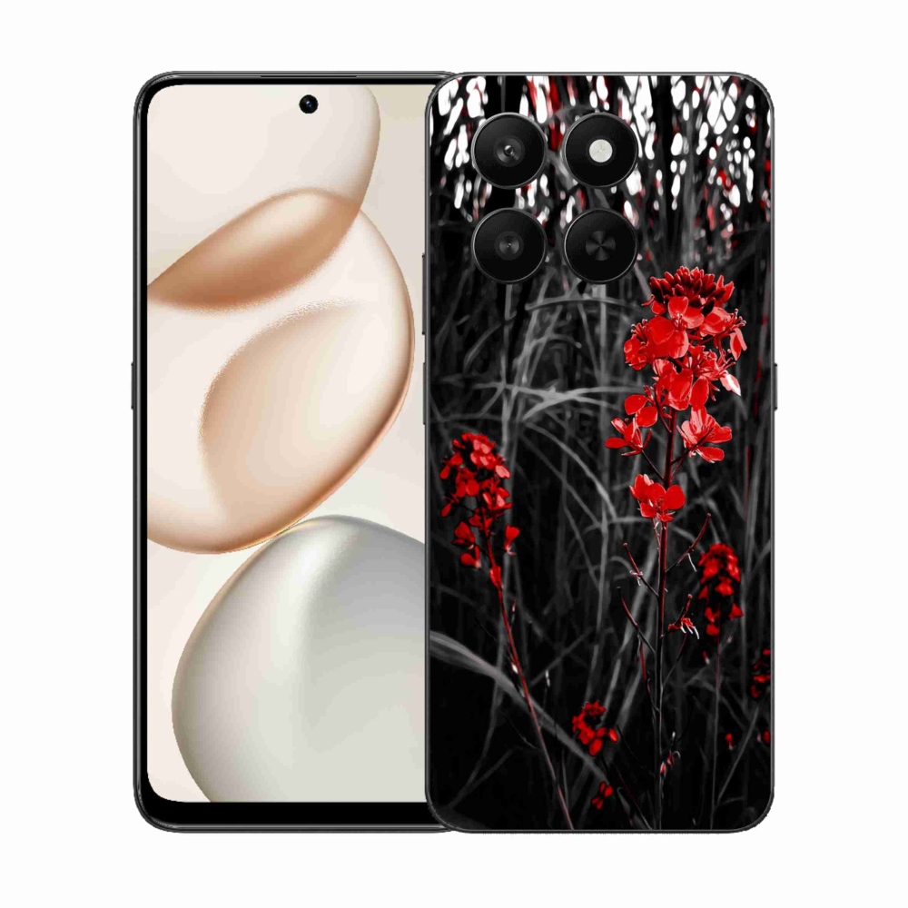 Gelový kryt mmCase na Honor 400 Smart 5G/4G/Honor X7d - červená rostlina