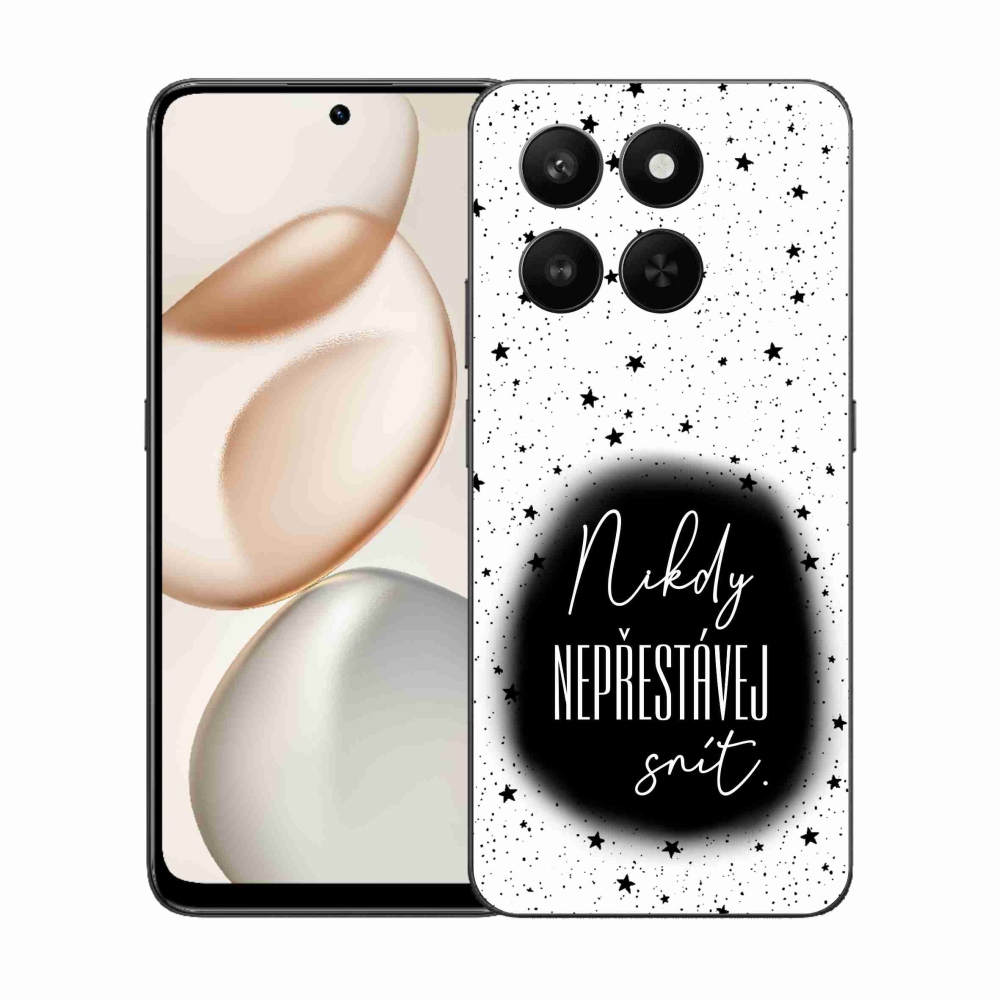 Gelový kryt mmCase na Honor 400 Smart 5G/4G/Honor X7d - citát 1 černobílé pozadí