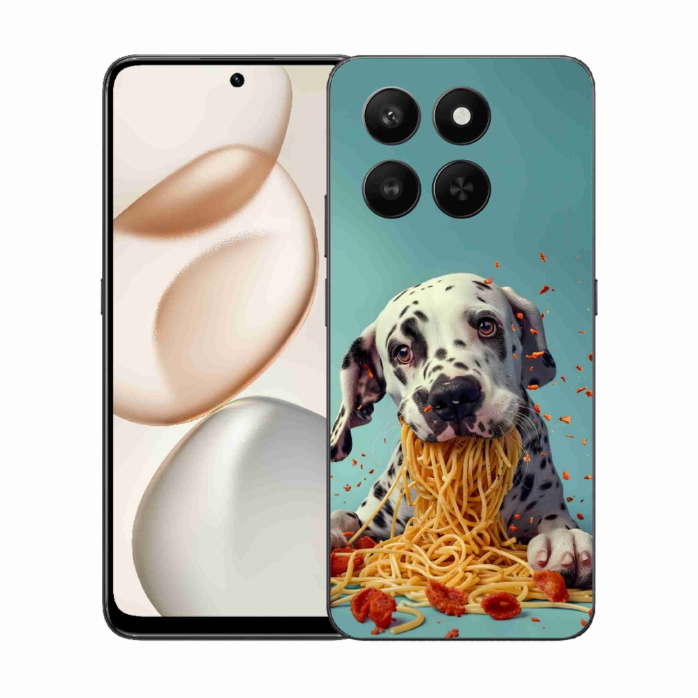 Gelový kryt mmCase na Honor 400 Smart 5G/4G/Honor X7d - dalmatin a špagety