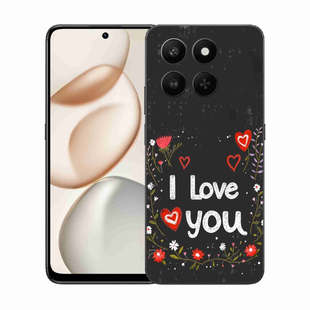 Gelový kryt mmCase na Honor 400 Smart 5G/4G/Honor X7d - I love you černé pozadí