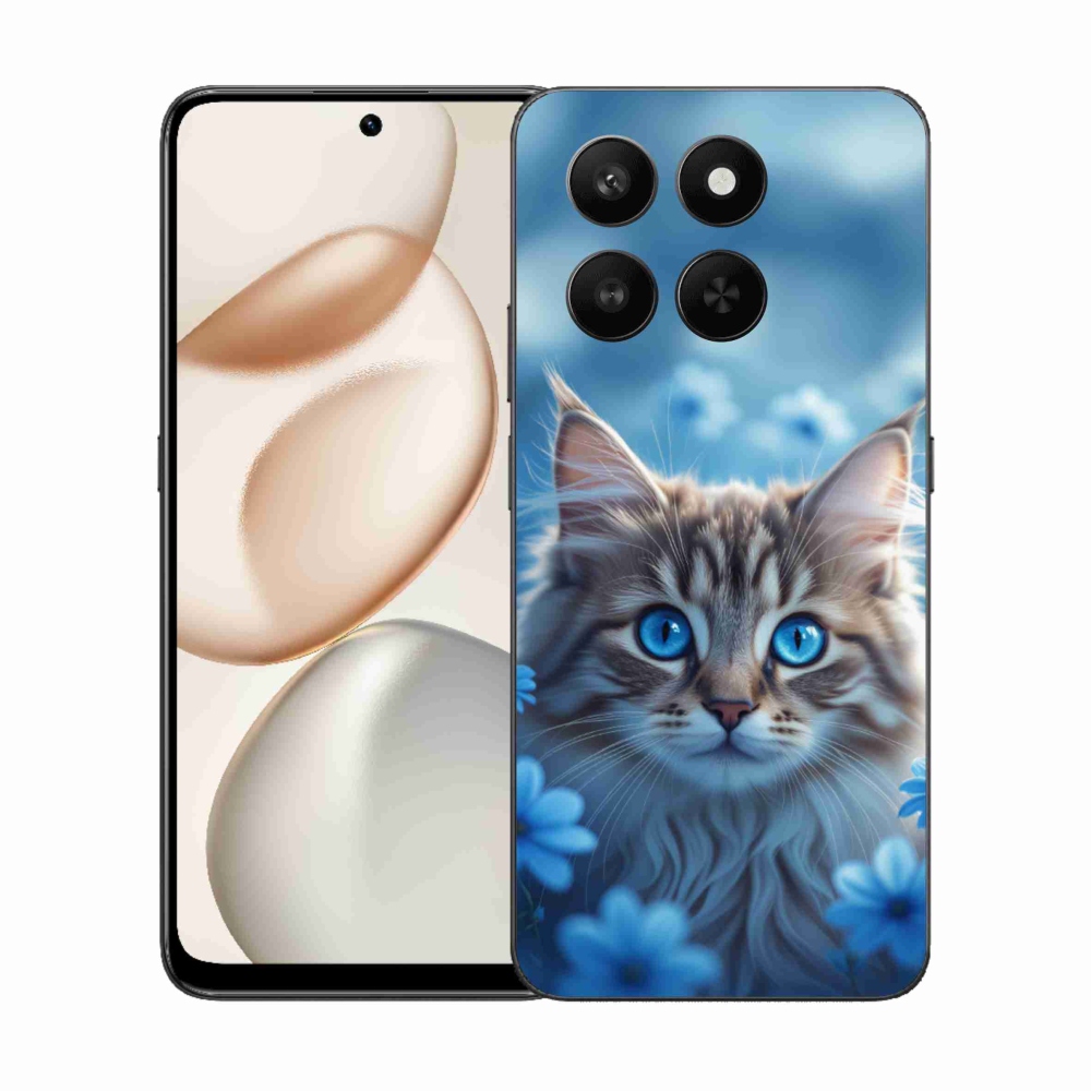 Gelový kryt mmCase na Honor 400 Smart 5G/4G/Honor X7d - koťátko v modrých květech