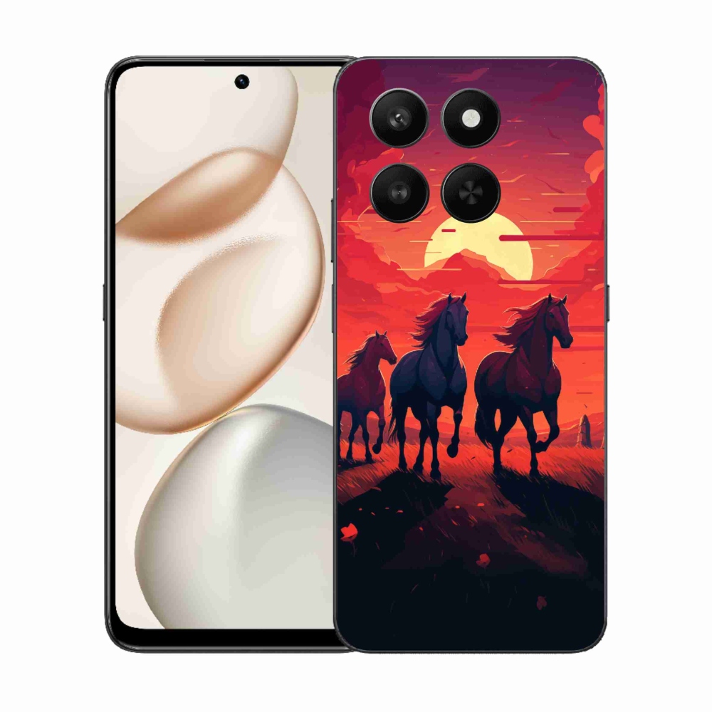 Gelový kryt mmCase na Honor 400 Smart 5G/4G/Honor X7d - koně a západ slunce