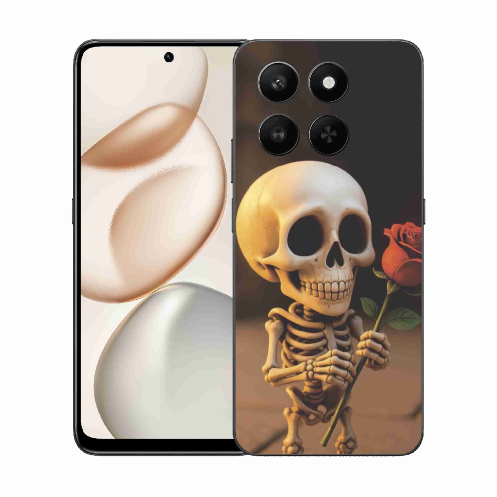 Gelový kryt mmCase na Honor 400 Smart 5G/4G/Honor X7d - kostlivec s růží