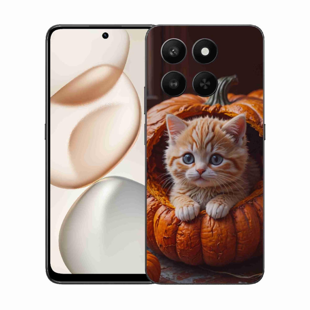 Gelový kryt mmCase na Honor 400 Smart 5G/4G/Honor X7d - kotě a dýně 2