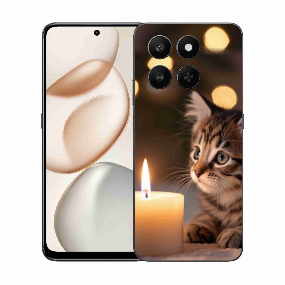 Gelový kryt mmCase na Honor 400 Smart 5G/4G/Honor X7d - kotě a svíčka