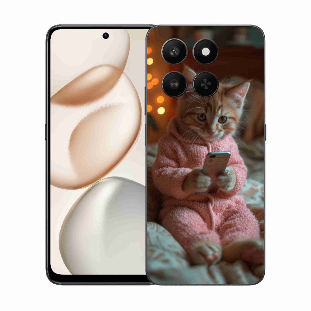 Gelový kryt mmCase na Honor 400 Smart 5G/4G/Honor X7d - kotě s mobilem