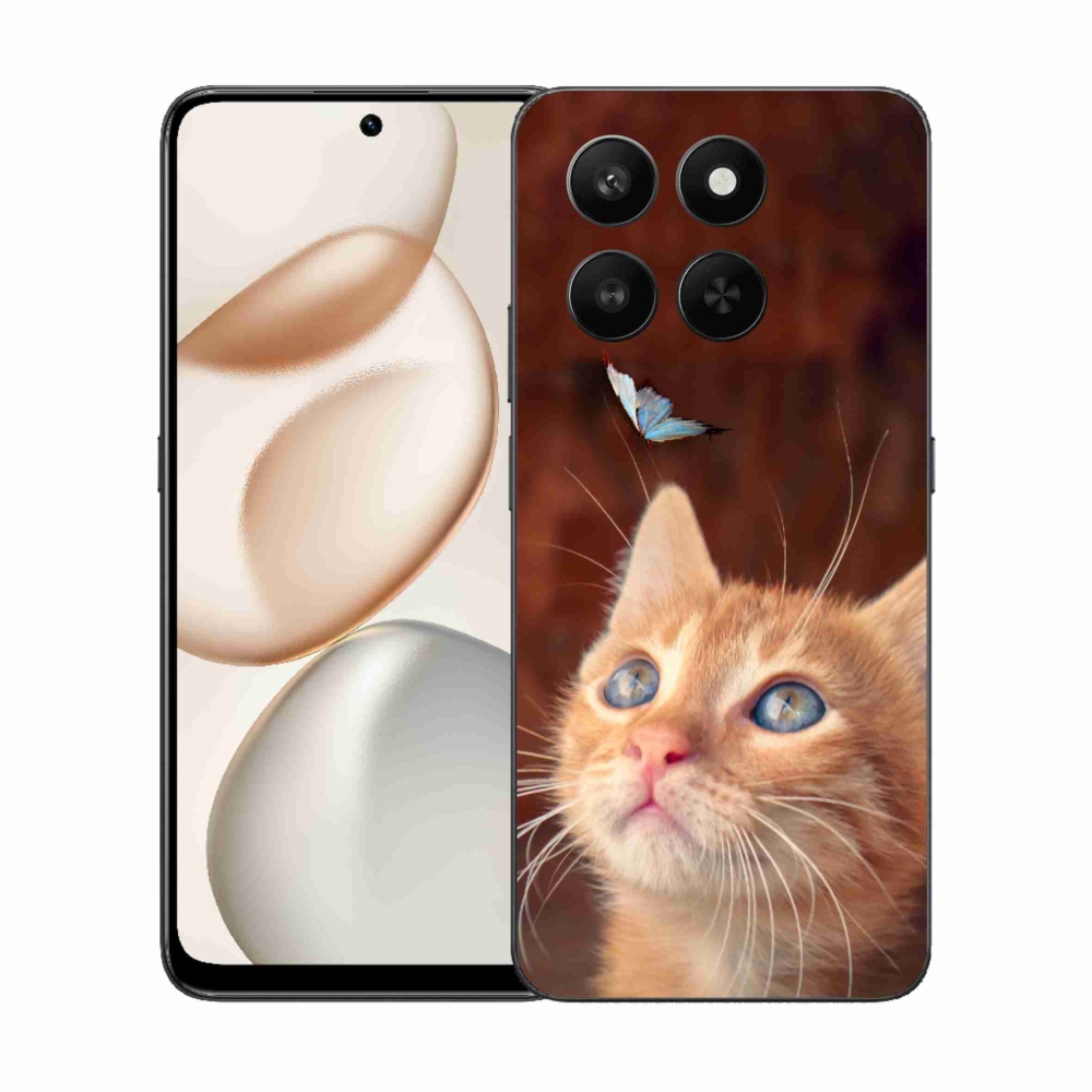 Gelový kryt mmCase na Honor 400 Smart 5G/4G/Honor X7d - motýl a kotě