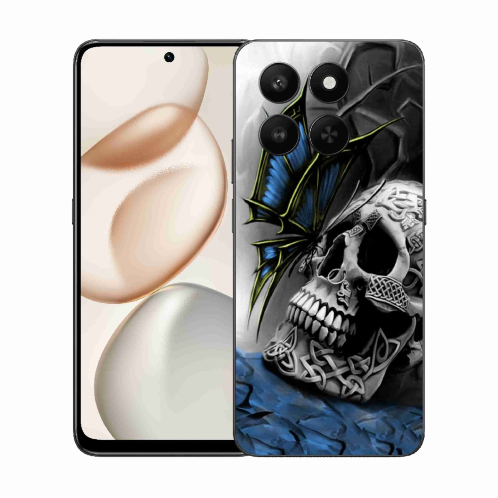 Gelový kryt mmCase na Honor 400 Smart 5G/4G/Honor X7d - motýl a lebka