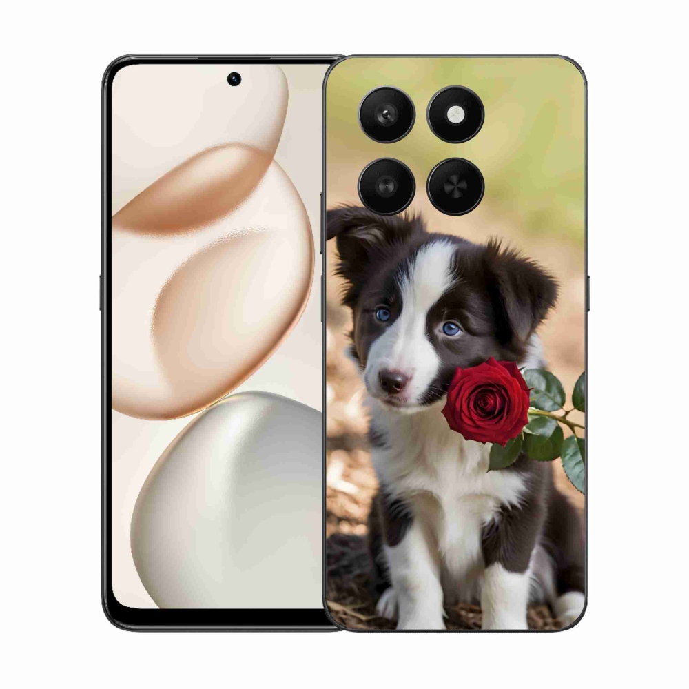 Gelový kryt mmCase na Honor 400 Smart 5G/4G/Honor X7d - roztomilá border kolie s růží