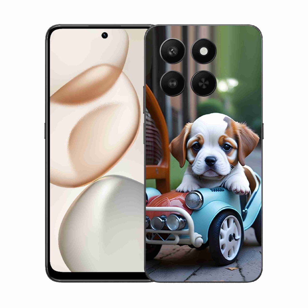 Gelový kryt mmCase na Honor 400 Smart 5G/4G/Honor X7d - štěně v retro autě