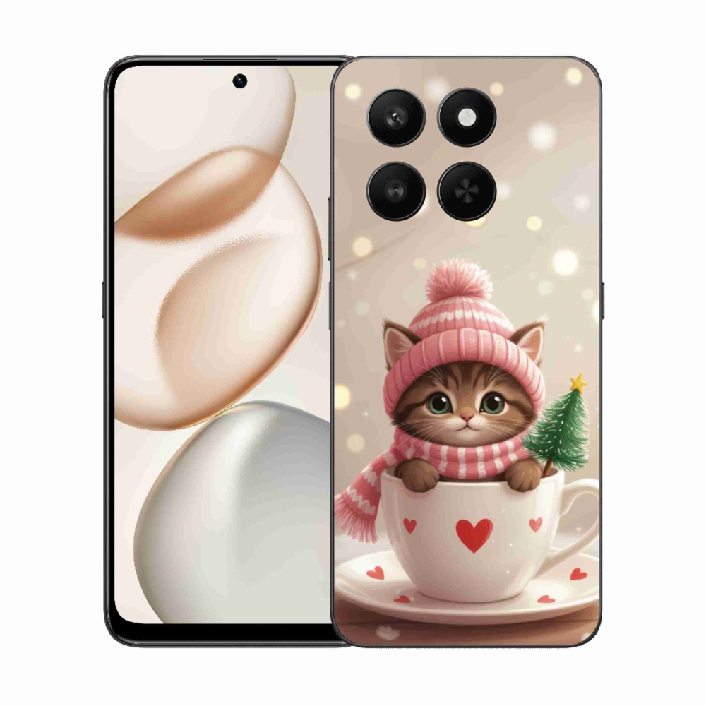 Gelový kryt mmCase na Honor 400 Smart 5G/4G/Honor X7d - vánoční kotě v hrnku