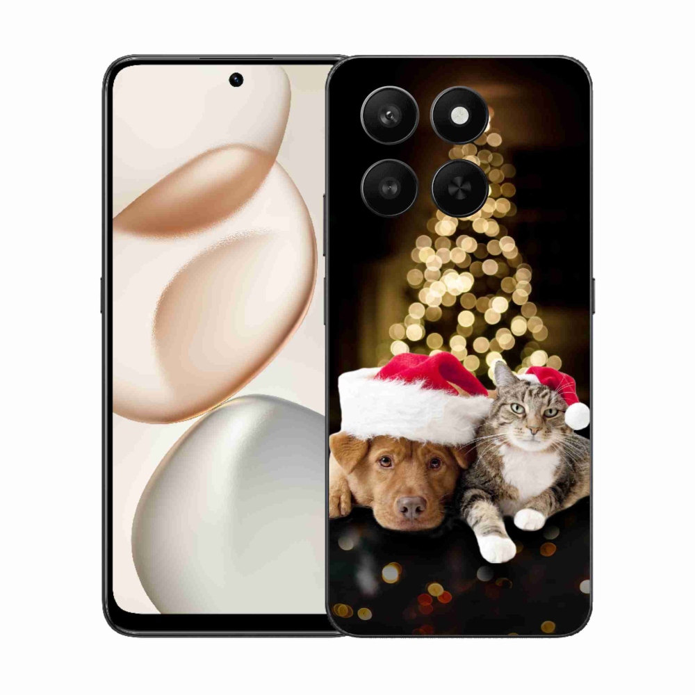 Gelový kryt mmCase na Honor 400 Smart 5G/4G/Honor X7d - vánoční pes a kočka