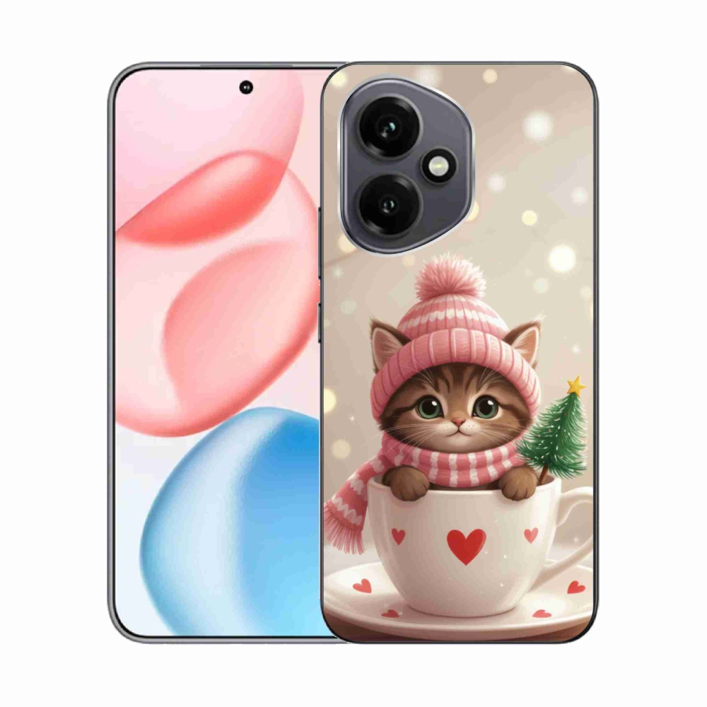 Gelový kryt mmCase na Honor 400 - vánoční kotě v hrnku