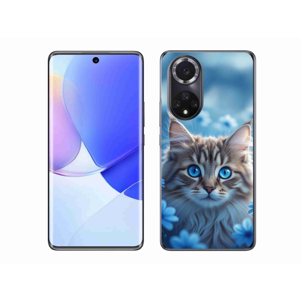 Gelový kryt mmCase na Honor 50 - koťátko v modrých květech