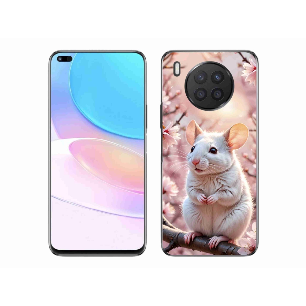 Gelový kryt mmCase na Honor 50 Lite - bílá myš na větvi