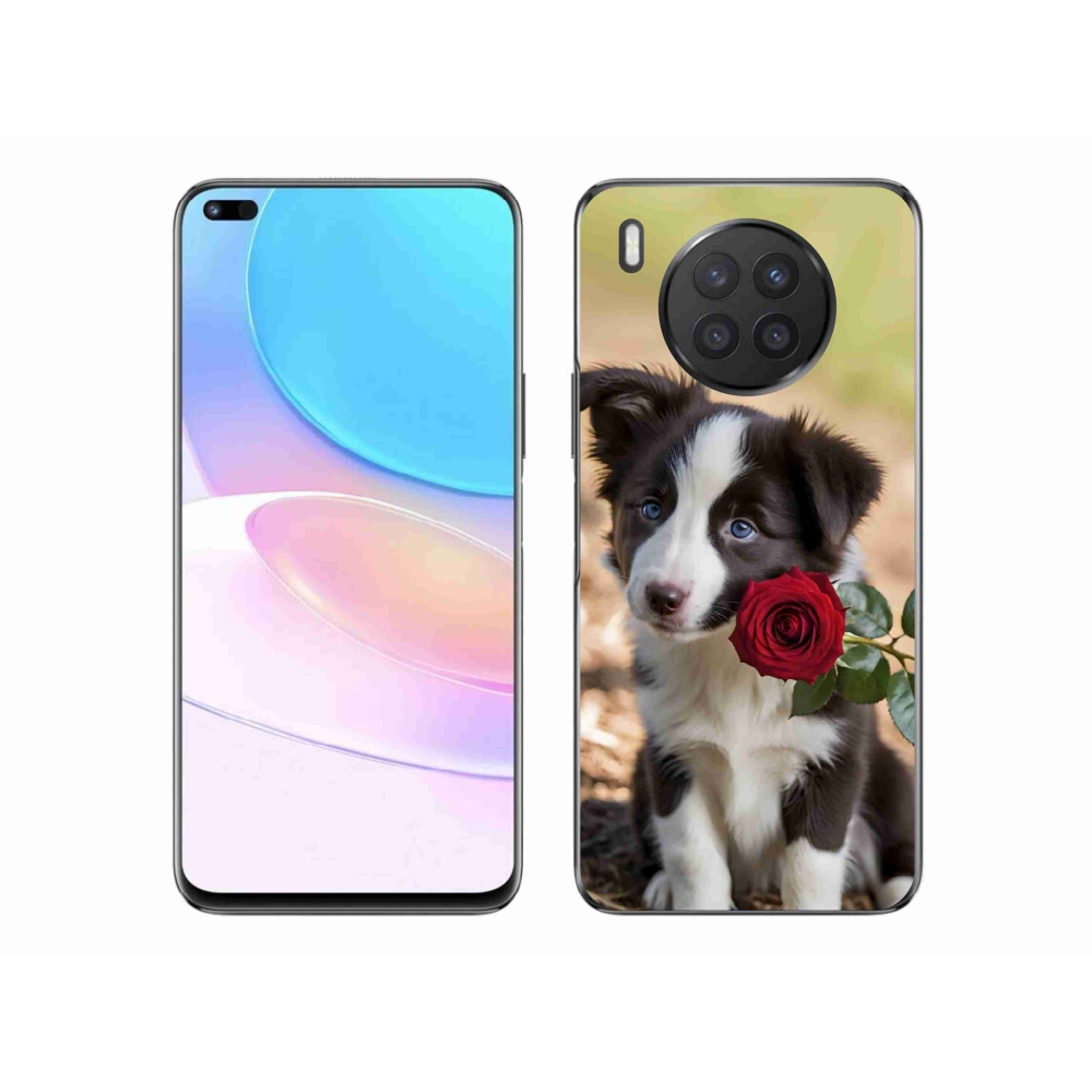 Gelový kryt mmCase na Honor 50 Lite - roztomilá border kolie s růží