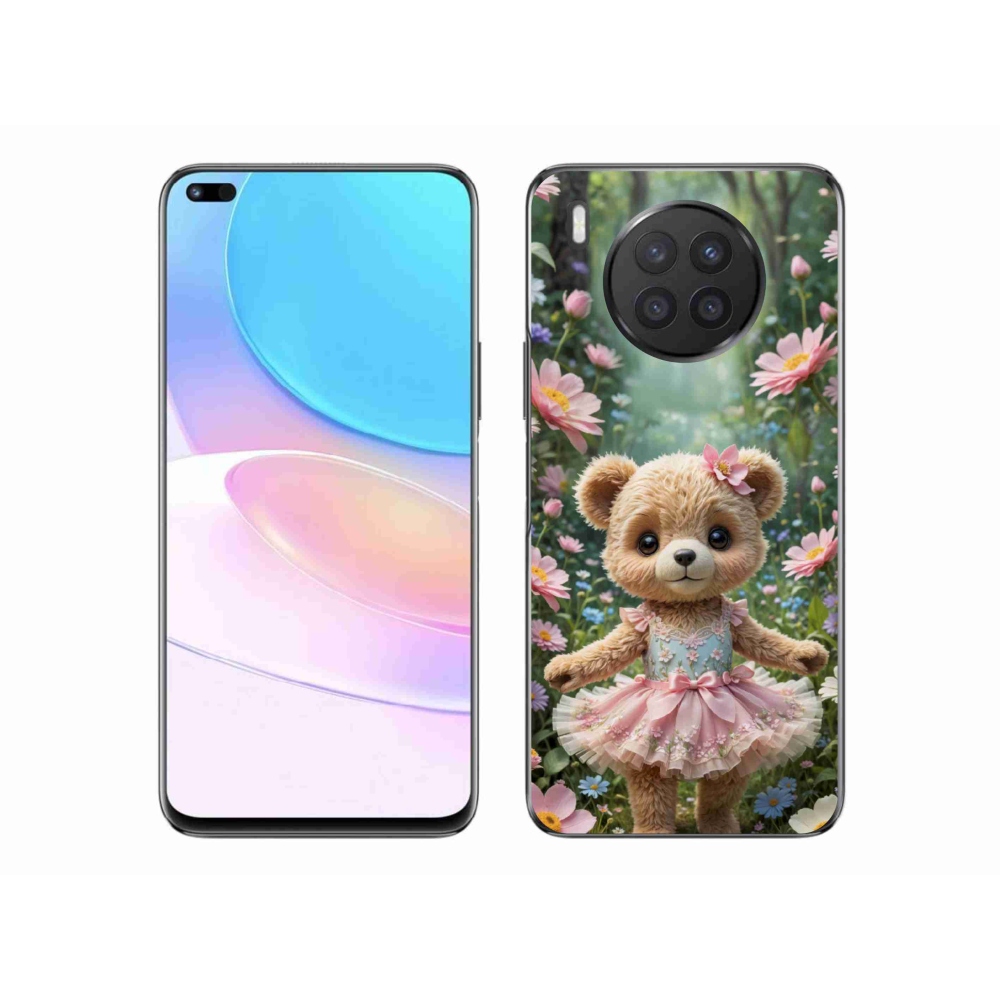 Gelový kryt mmCase na Honor 50 Lite - roztomilý medvídek v květinách