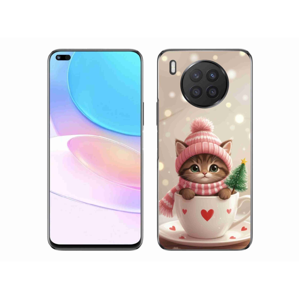 Gelový kryt mmCase na Honor 50 Lite - vánoční kotě v hrnku