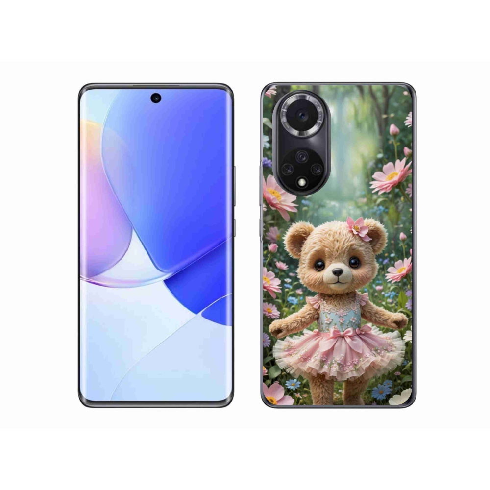 Gelový kryt mmCase na Honor 50 - roztomilý medvídek v květinách