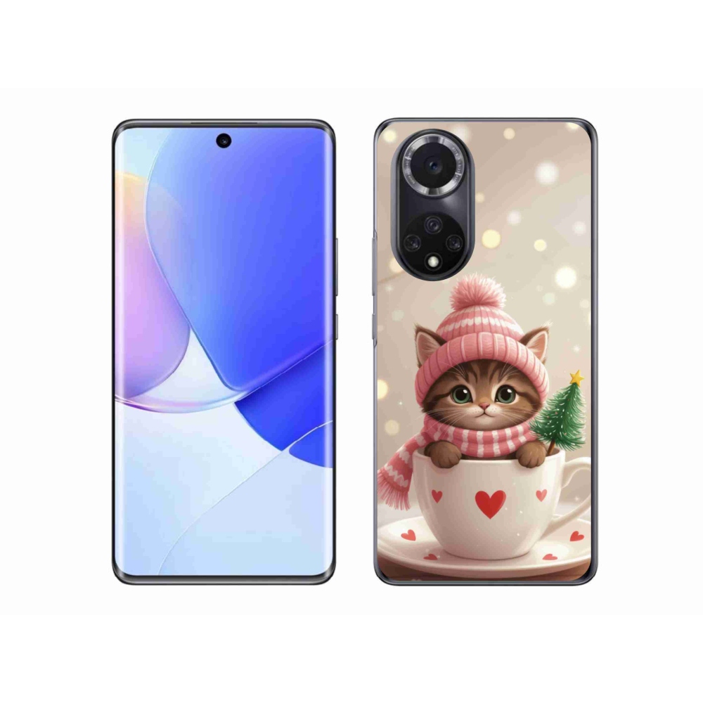 Gelový kryt mmCase na Honor 50 - vánoční kotě v hrnku