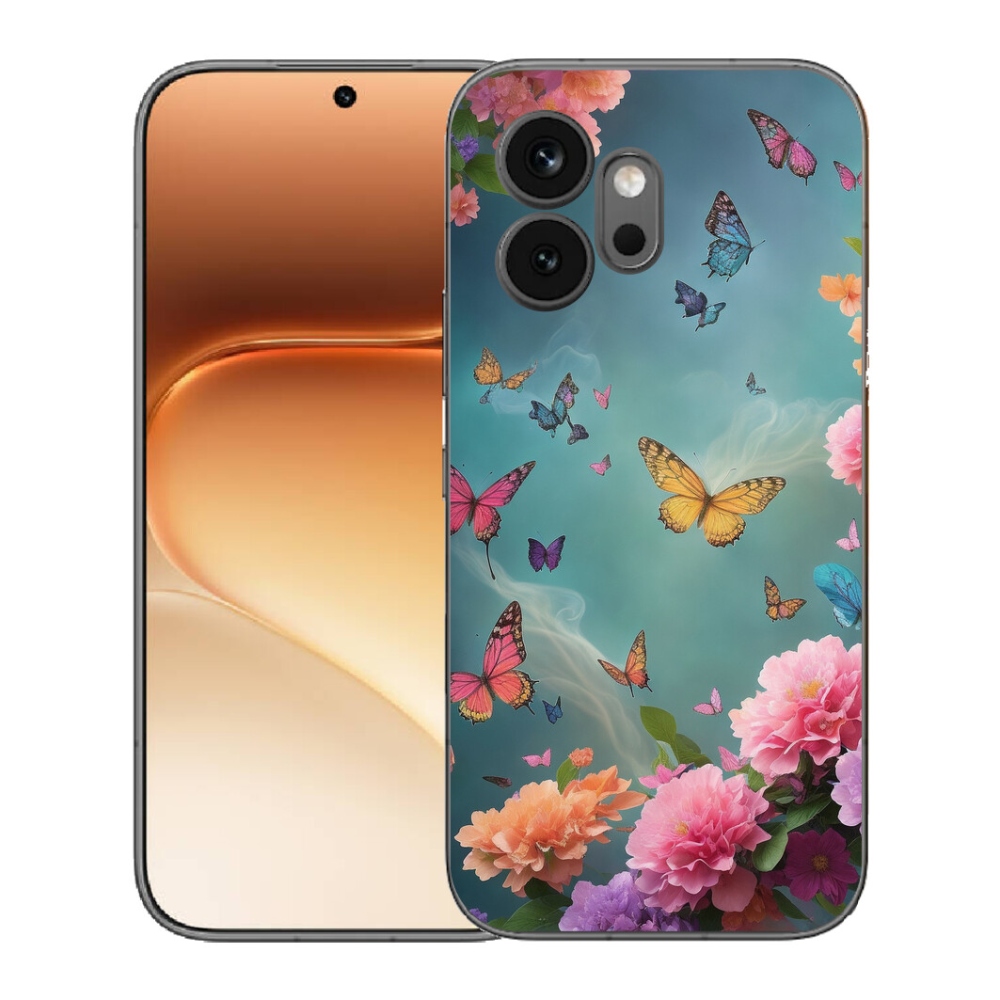 Gelový kryt mmCase na Honor 600 - barevné květy a motýli
