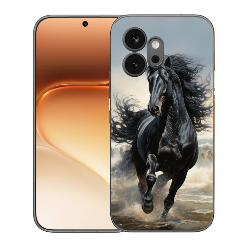 Gelový kryt mmCase na Honor 600 - běžící černý kůň