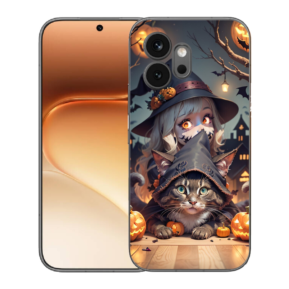Gelový kryt mmCase na Honor 600 - čarodějnice s kočkou