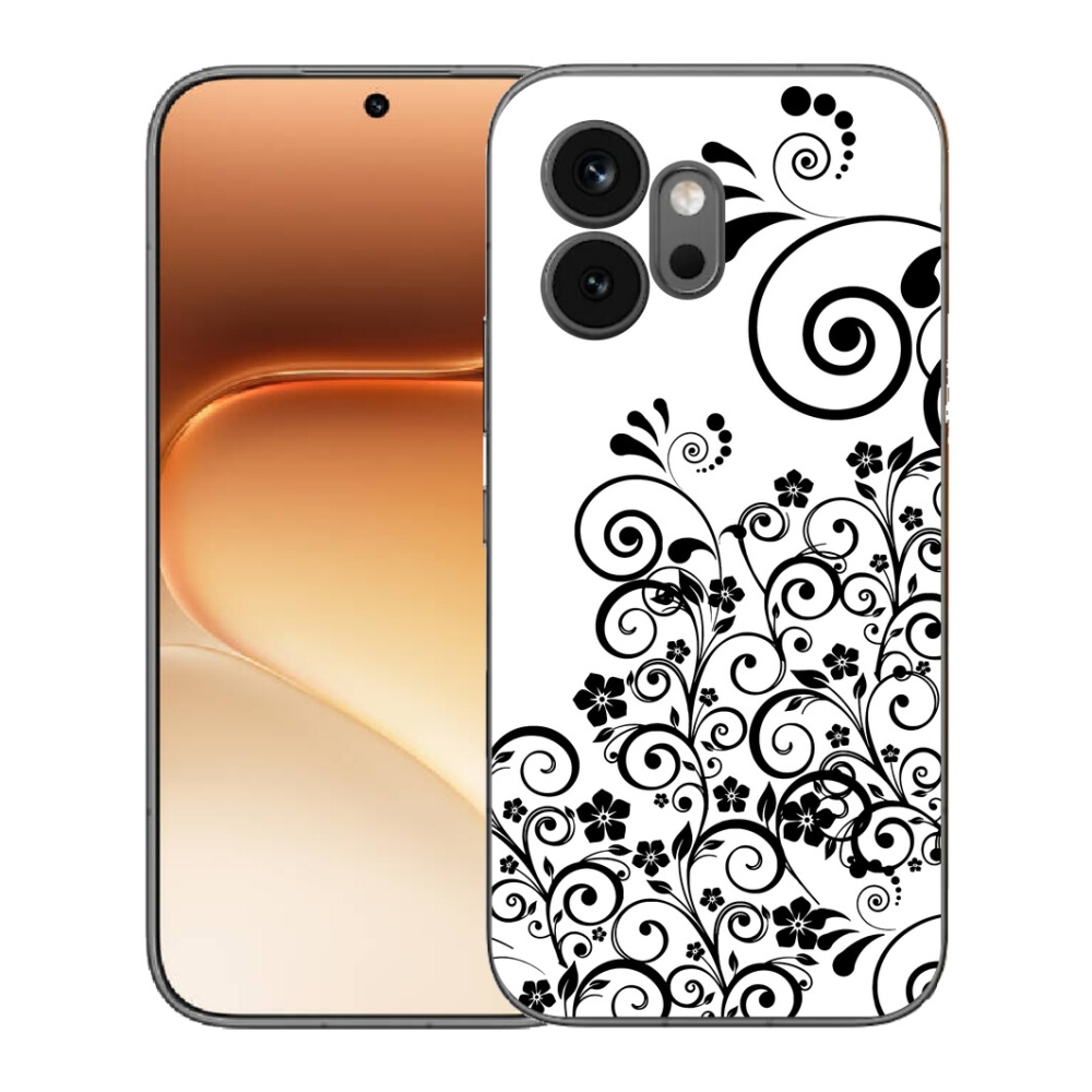 Gelový kryt mmCase na Honor 600 - černobílé květinové vzory