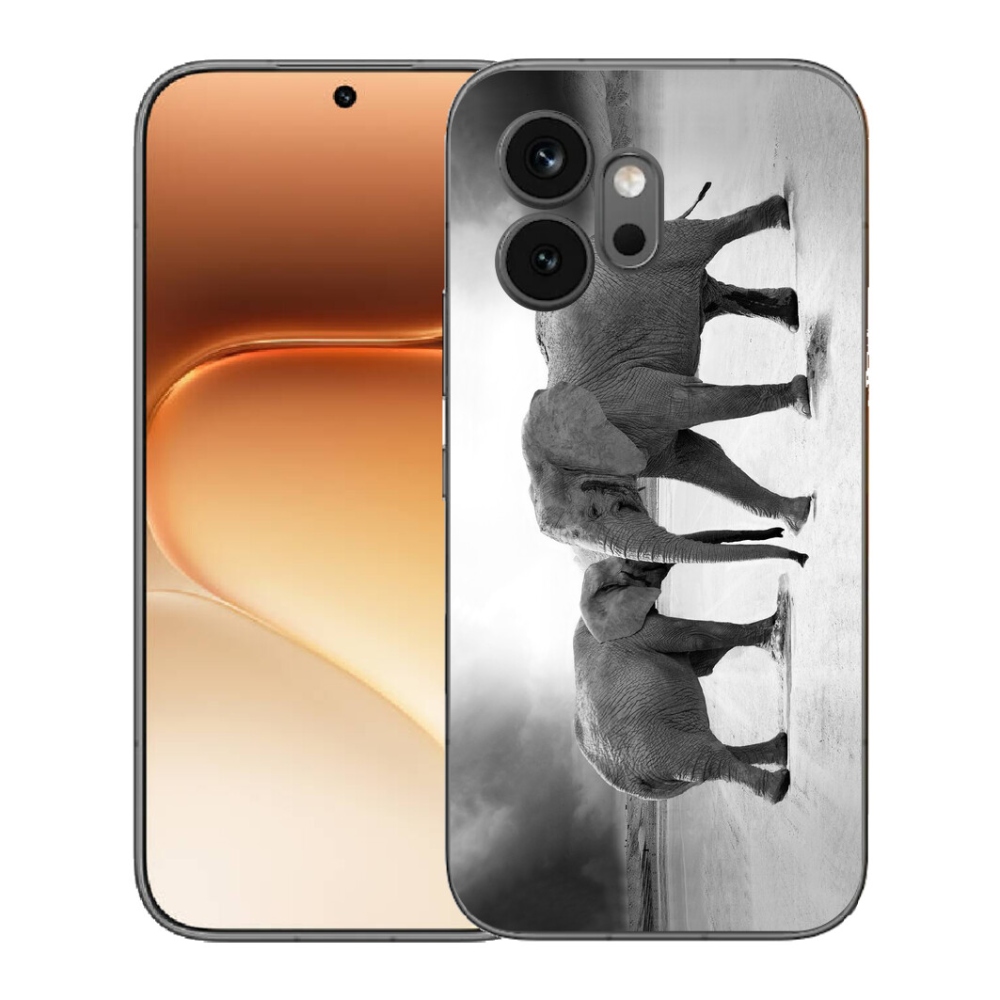 Gelový kryt mmCase na Honor 600 - černobílí sloni