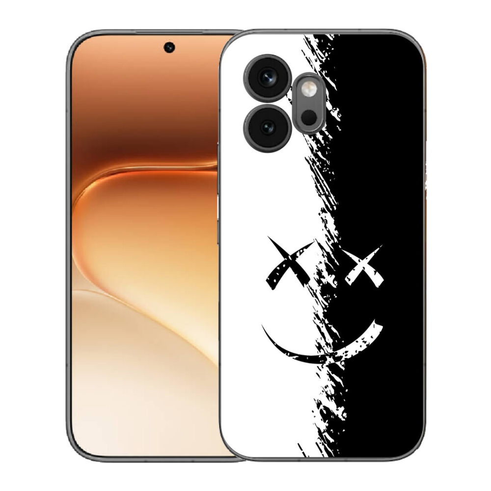 Gelový kryt mmCase na Honor 600 - černobílý smajlík