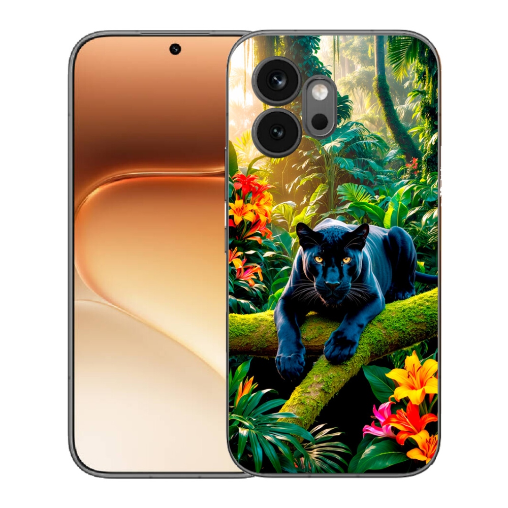 Gelový kryt mmCase na Honor 600 - černý panter v džungli
