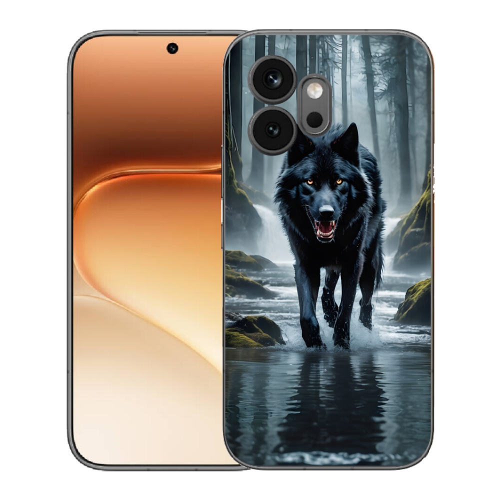 Gelový kryt mmCase na Honor 600 - černý vlk