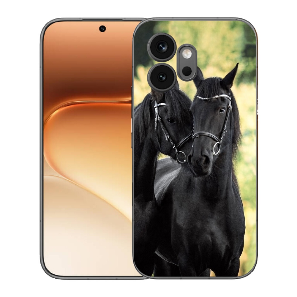 Gelový kryt mmCase na Honor 600 - dva černí koně