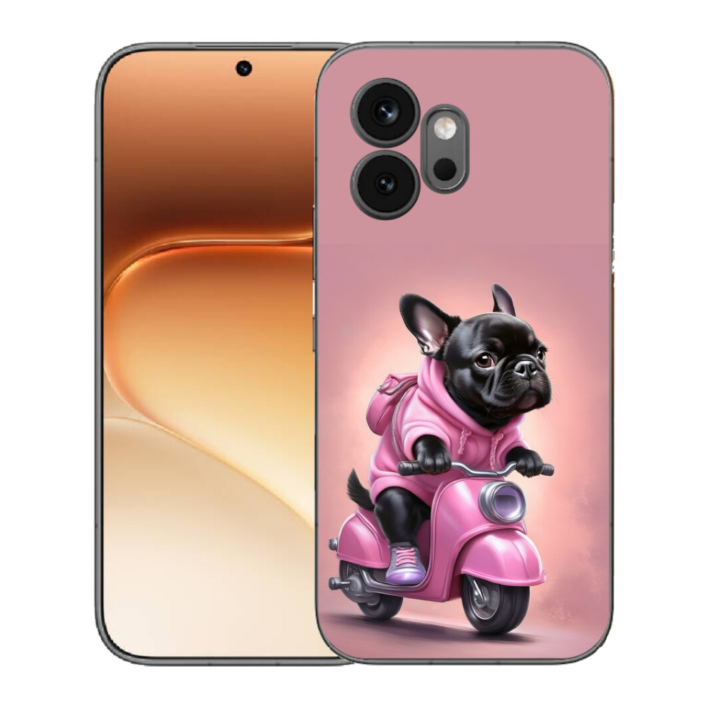 Gelový kryt mmCase na Honor 600 - francouzský buldoček na skútru