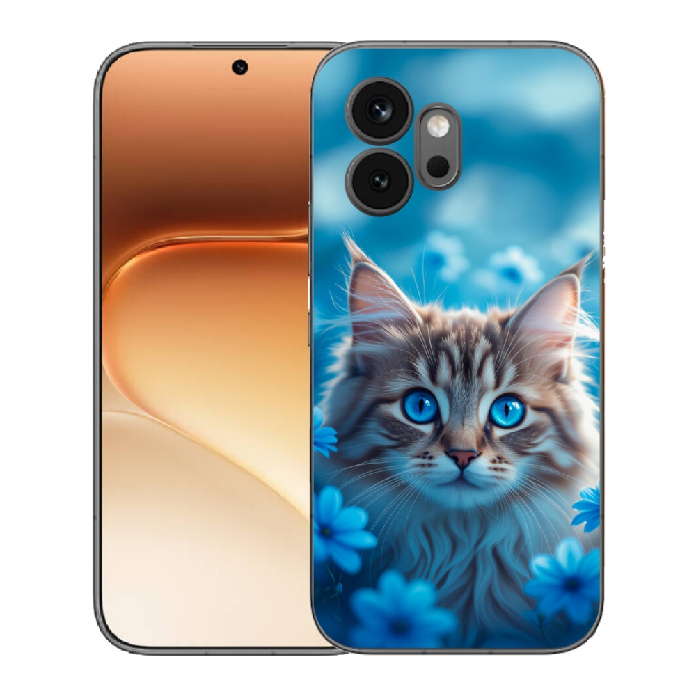 Gelový kryt mmCase na Honor 600 - koťátko v modrých květech