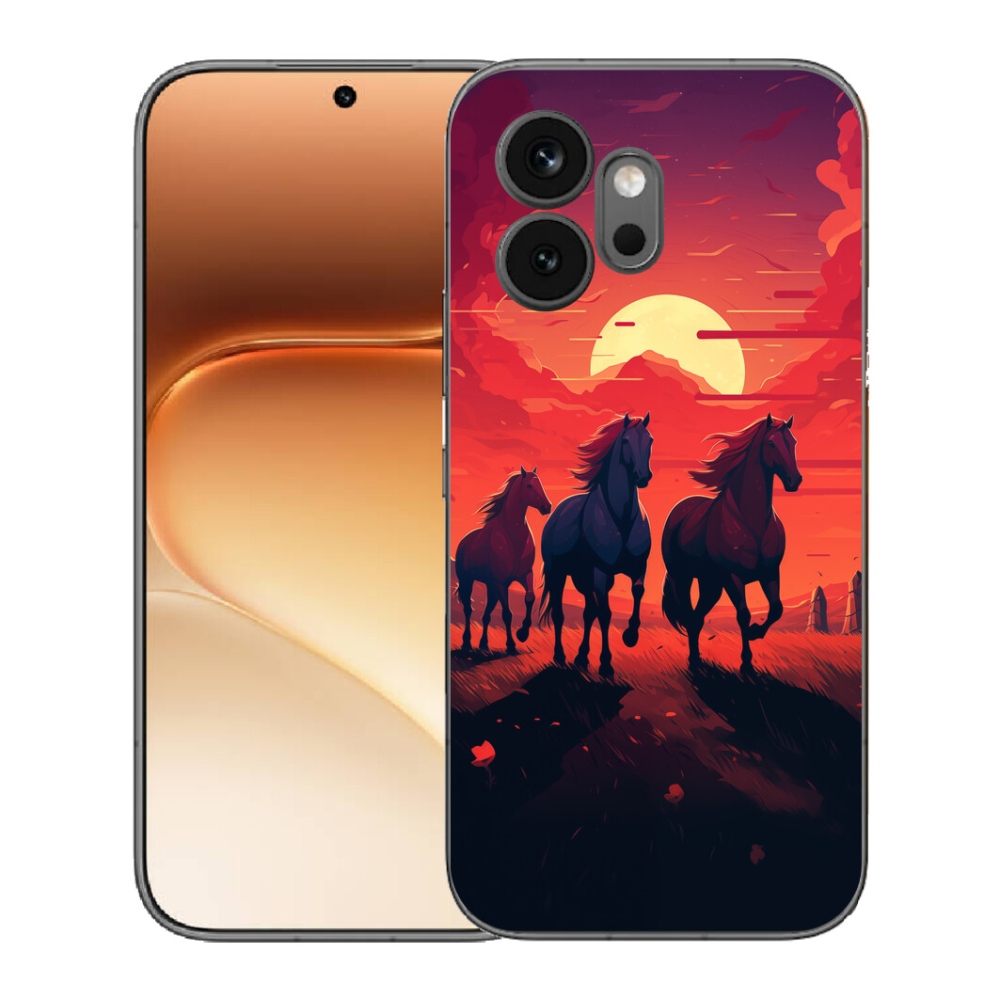 Gelový kryt mmCase na Honor 600 - koně a západ slunce