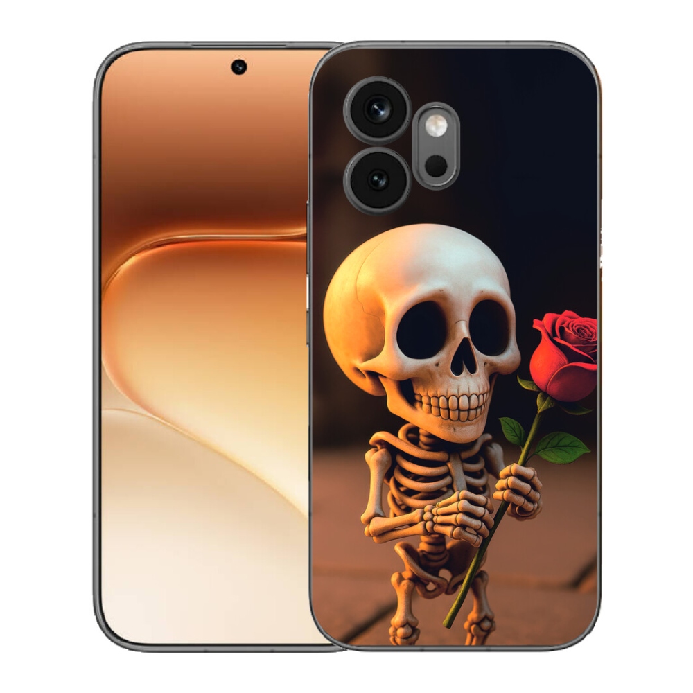 Gelový kryt mmCase na Honor 600 - kostlivec s růží