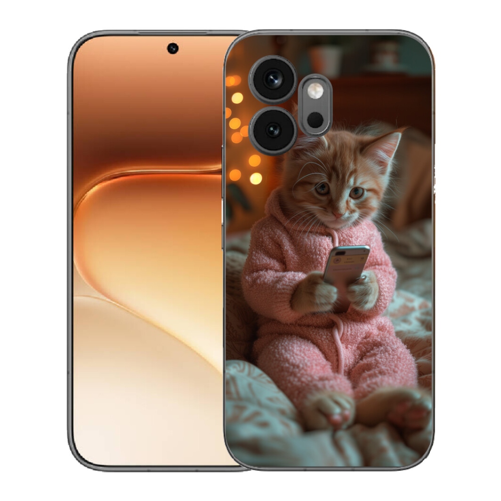 Gelový kryt mmCase na Honor 600 - kotě s mobilem
