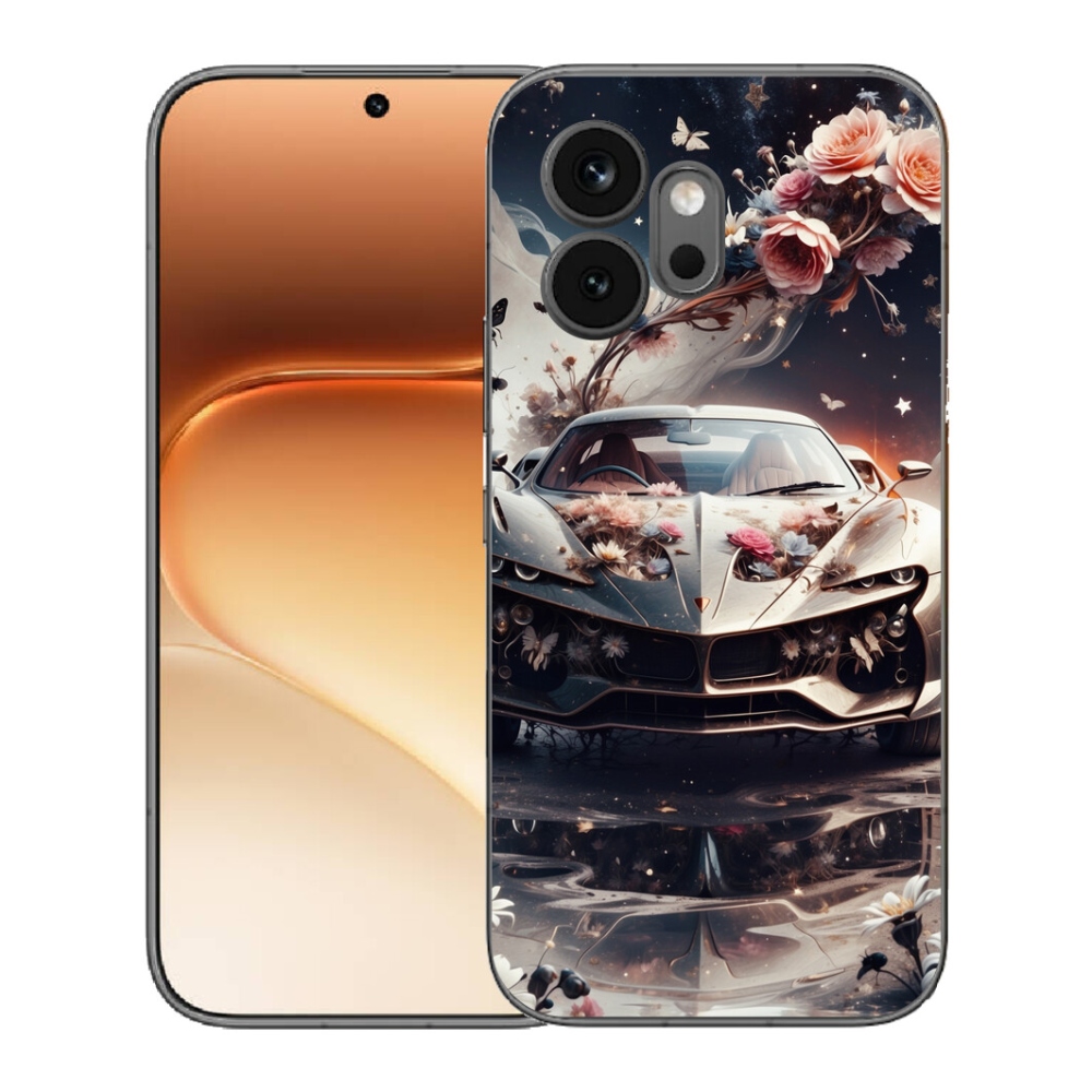 Gelový kryt mmCase na Honor 600 - květinový sportovní vůz