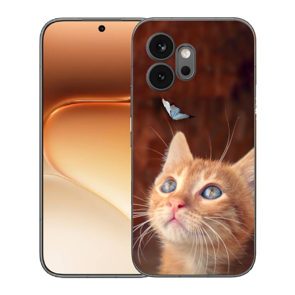 Gelový kryt mmCase na Honor 600 - motýl a kotě