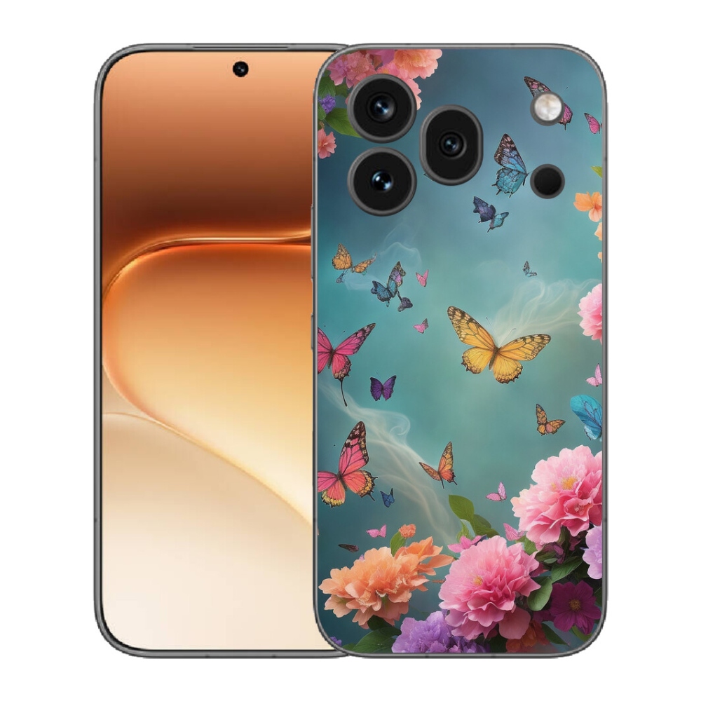 Gelový kryt mmCase na Honor 600 Pro - barevné květy a motýli
