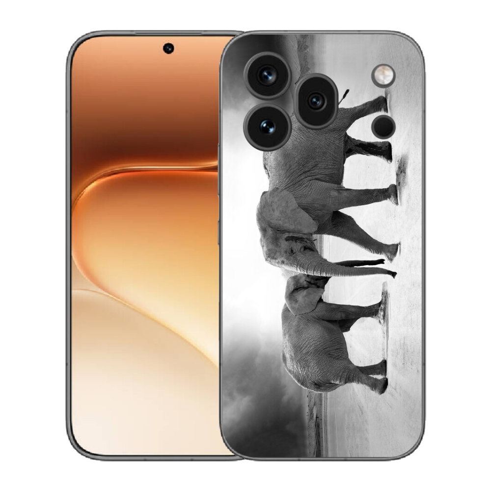 Gelový kryt mmCase na Honor 600 Pro - černobílí sloni