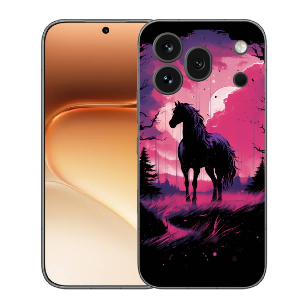 Gelový kryt mmCase na Honor 600 Pro - černý kreslený kůň 1