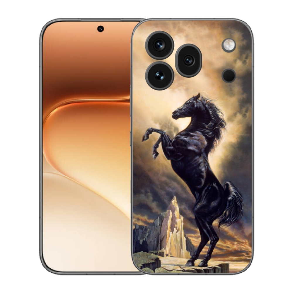 Gelový kryt mmCase na Honor 600 Pro - černý kreslený kůň