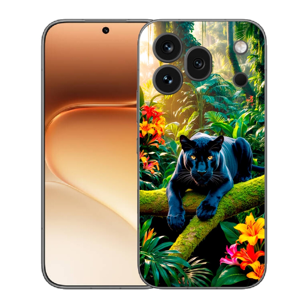 Gelový kryt mmCase na Honor 600 Pro - černý panter v džungli